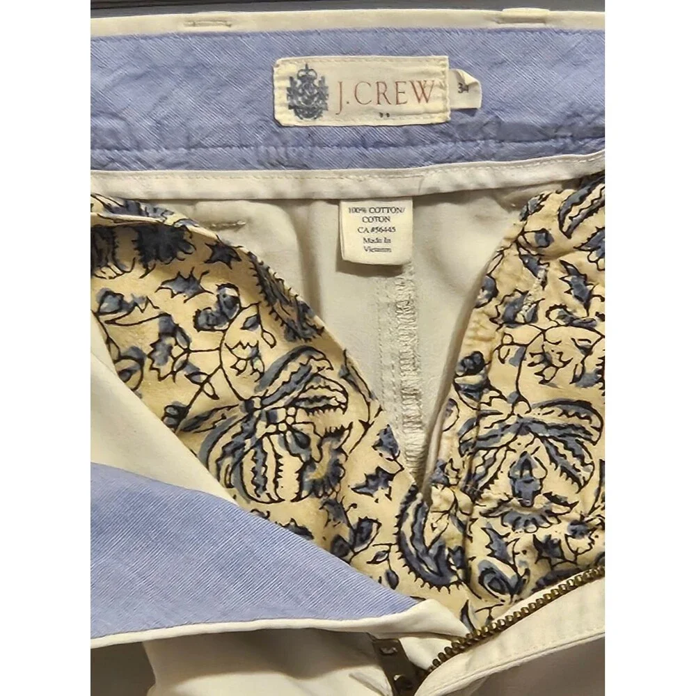 J.Crew Men's Chino Shorts Size 34 Beige Tan 100% Cotton Casual Summer